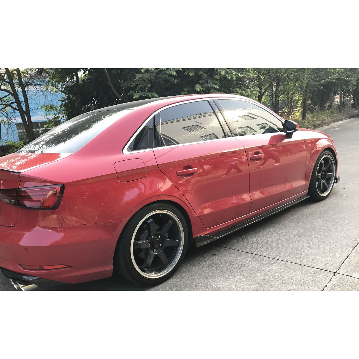 RS Style Carbon Fibre Side Skirts for Audi A3 Saloon (Non S Line) 16-19 - Carbon Factory