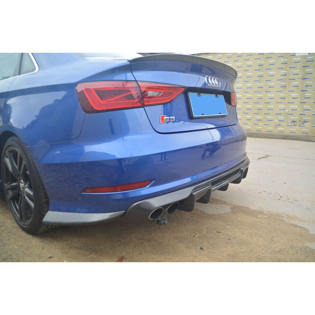 Carbon Fibre Rear Bumper Spats for Audi A3 S Line S3 Saloon 13-15 - Carbon Factory