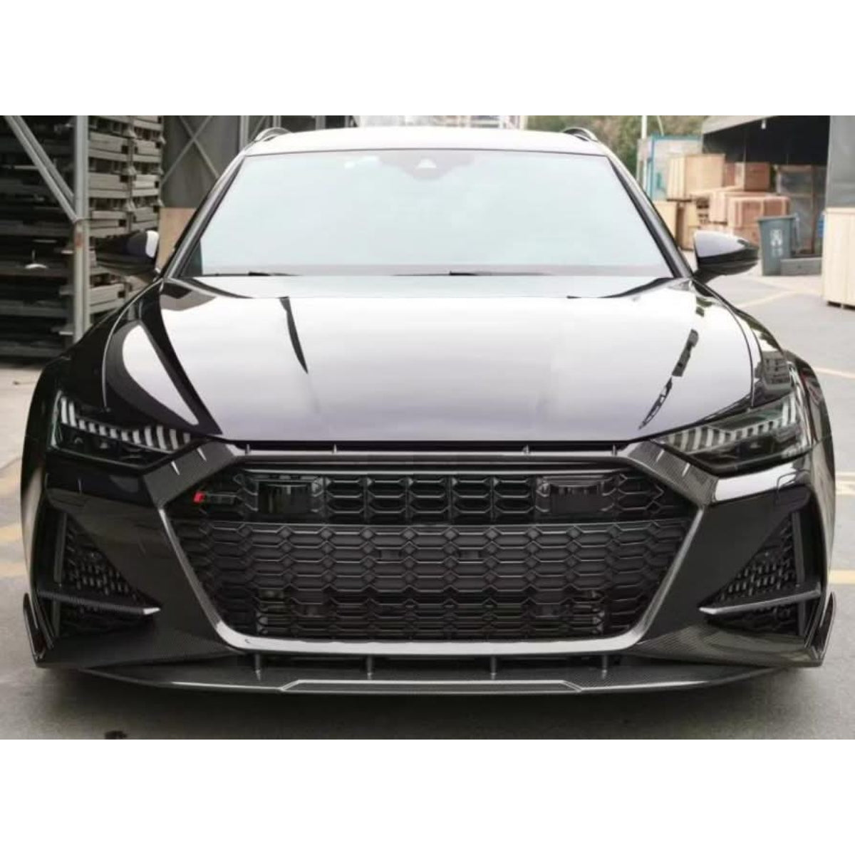 V Style Pre-Preg Carbon Fibre Front Splitter for Audi C8 RS6 19-22 - Carbon Factory