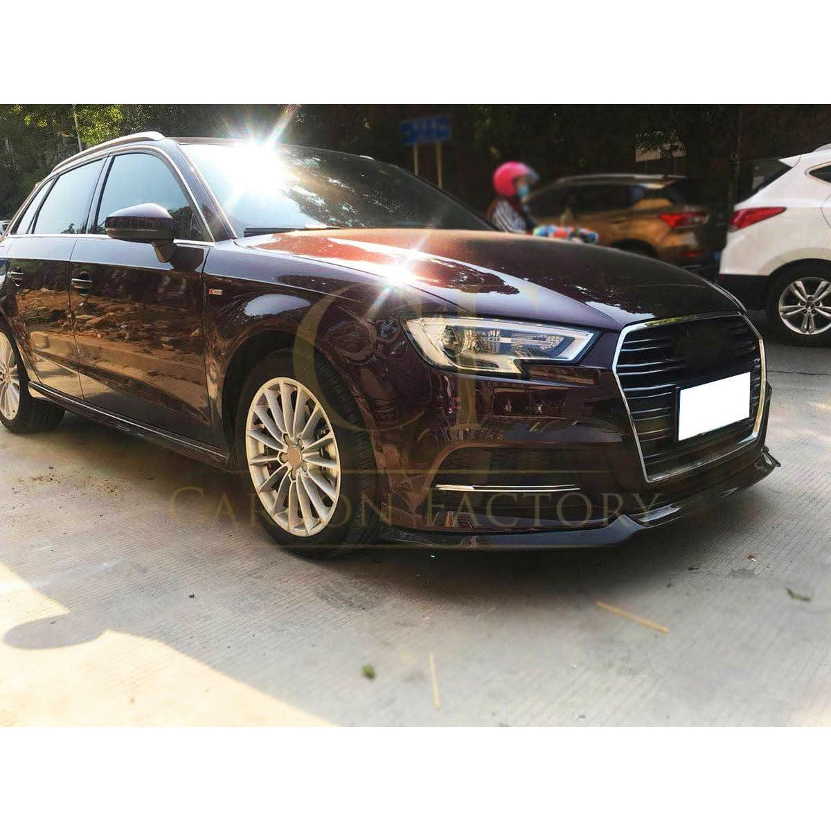 V Style Carbon Fibre Front Splitter for Audi A3 Hatchback S Line & S3 16-19 - Carbon Factory