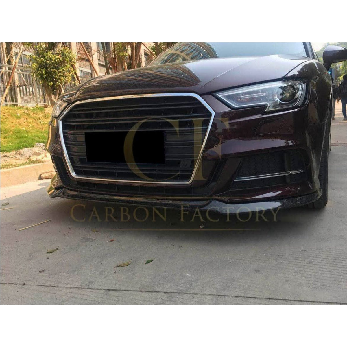V Style Carbon Fibre Front Splitter for Audi A3 Hatchback S Line & S3 16-19 - Carbon Factory