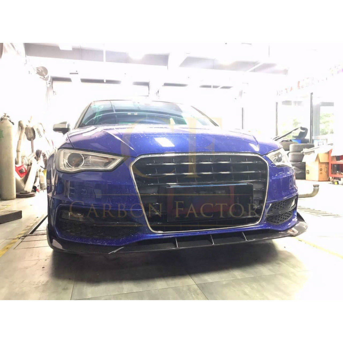 V Style Carbon Fibre Front Splitter for Audi A3 Hatchback S Line & S3 13-15 - Carbon Factory