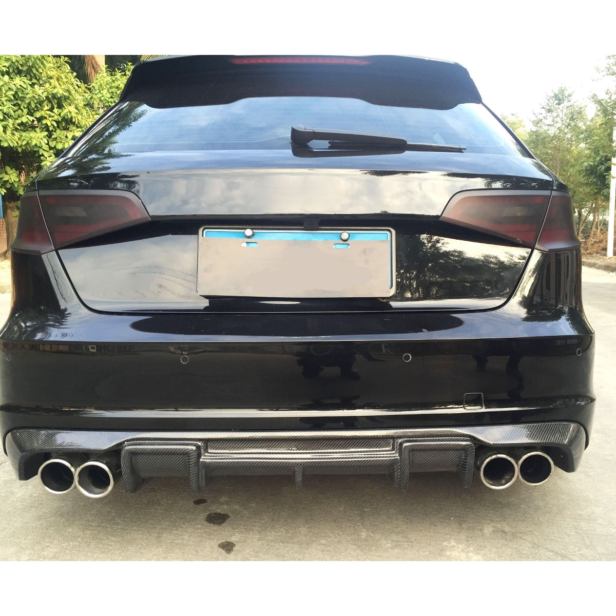 Carbon Fibre Rear Diffuser (Quad Exhaust) for Audi A3 Hatchback S Line & S3 13-15 - Carbon Factory