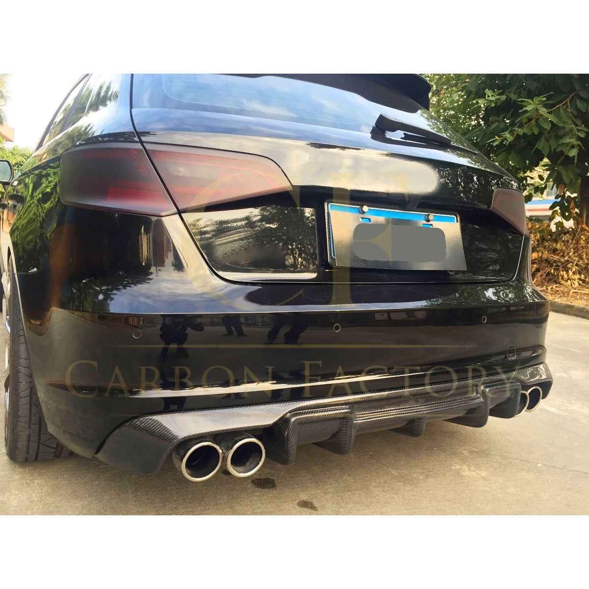 Carbon Fibre Rear Diffuser (Quad Exhaust) for Audi A3 Hatchback S Line & S3 13-15 - Carbon Factory