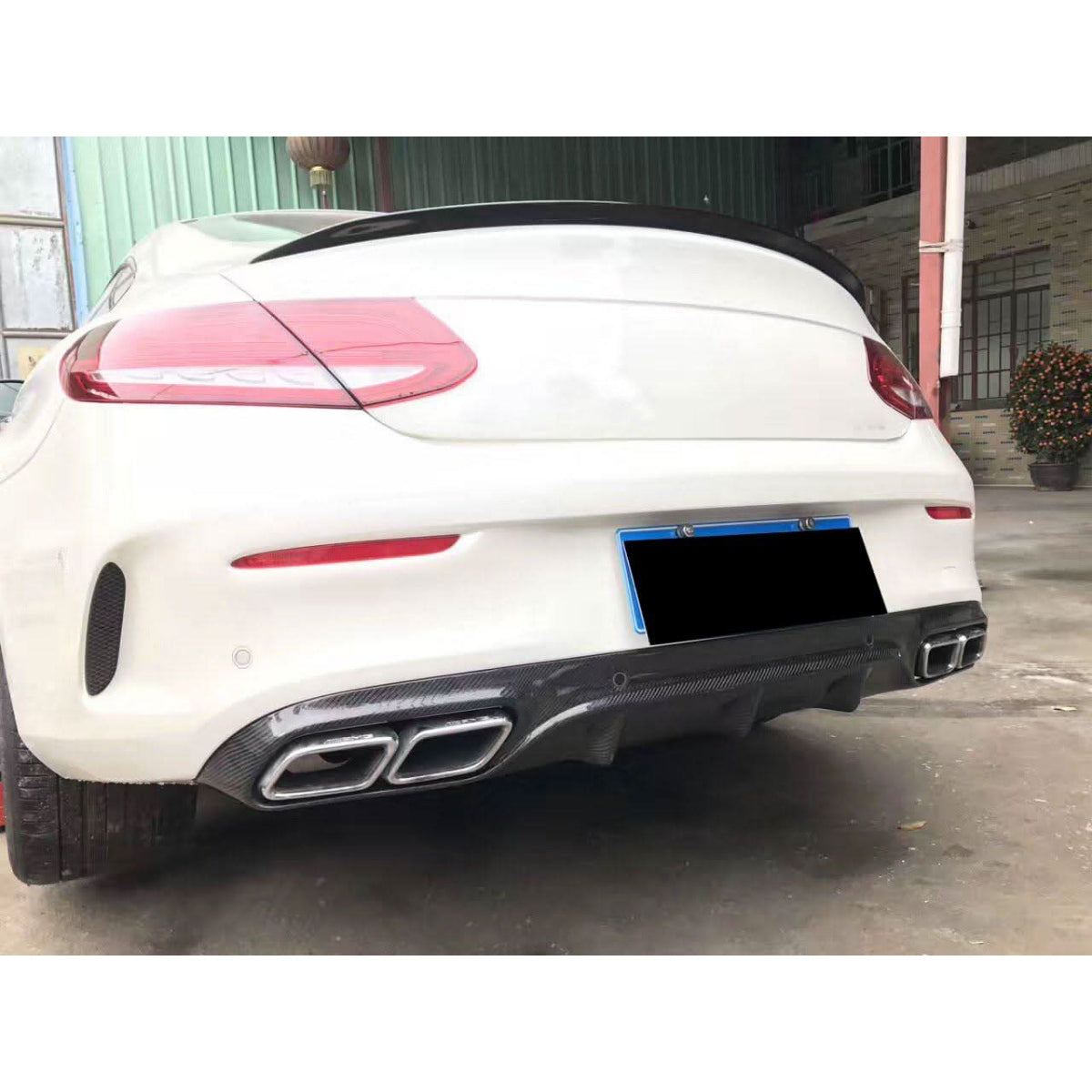 Small Fin Style Carbon Fibre Rear Diffuser for Mercedes W205 C Class & C63 2 Door 15-21 - Carbon Factory