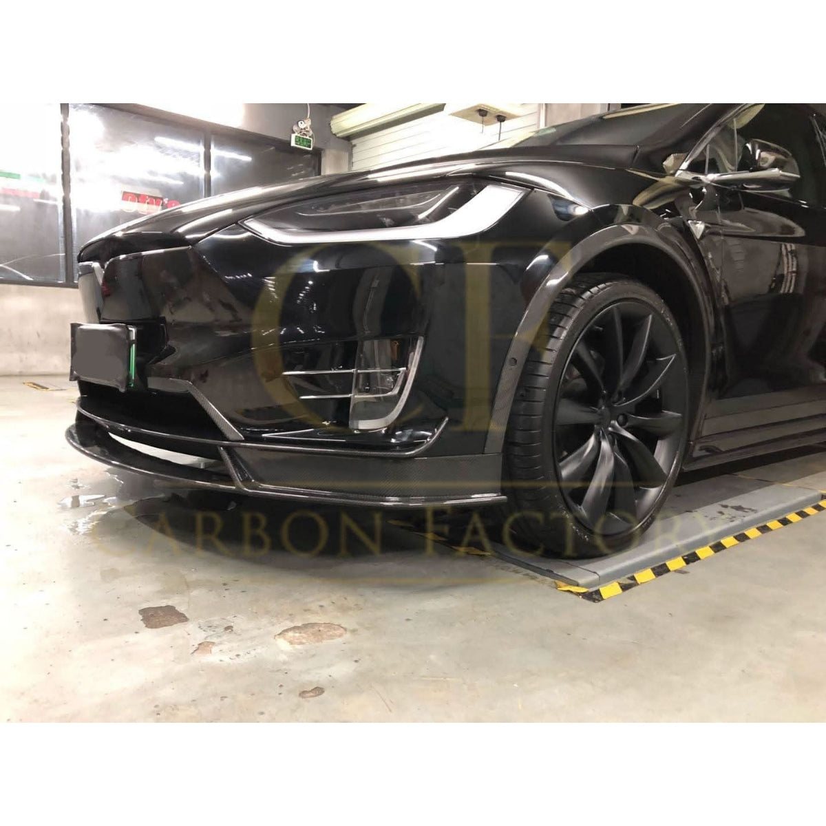V Style Carbon Fibre Front Splitter for Tesla Model X 16-Present - Carbon Factory