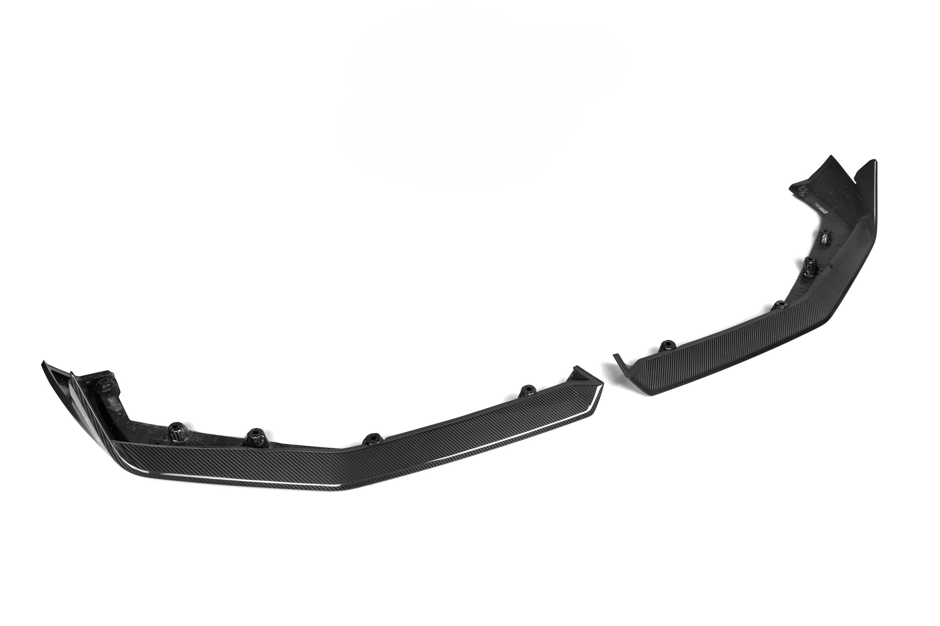 Pre-Preg Carbon fibre front splitter for BMW G90 G99 M5 2025-present, showing the sleek aerodynamic design and carbon fibre finish.