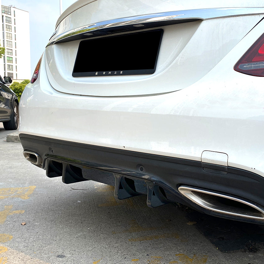 Gloss Black Rear Diffuser Extension for Mercedes Benz W205 C Class & C63 Saloon 15-21 - Carbon Factory