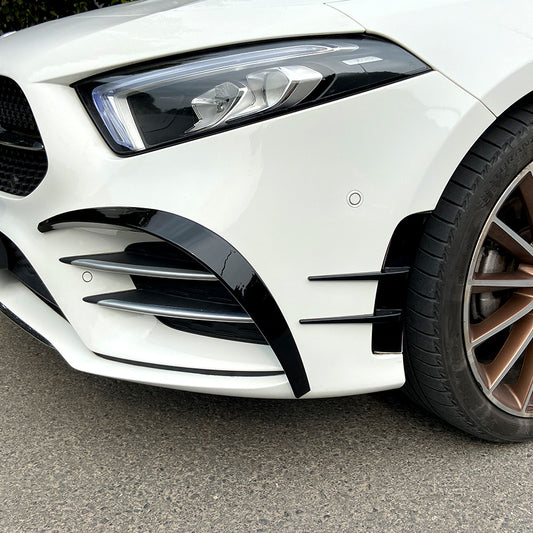 LP Style Gloss Black Front Canards for Mercedes Benz W177 A Class AMG & A35 18-22