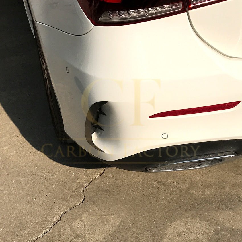 Gloss Black Rear Bumper Trims for Mercedes Benz W177 A Class Saloon 18-25 (Stick on) - Carbon Factory