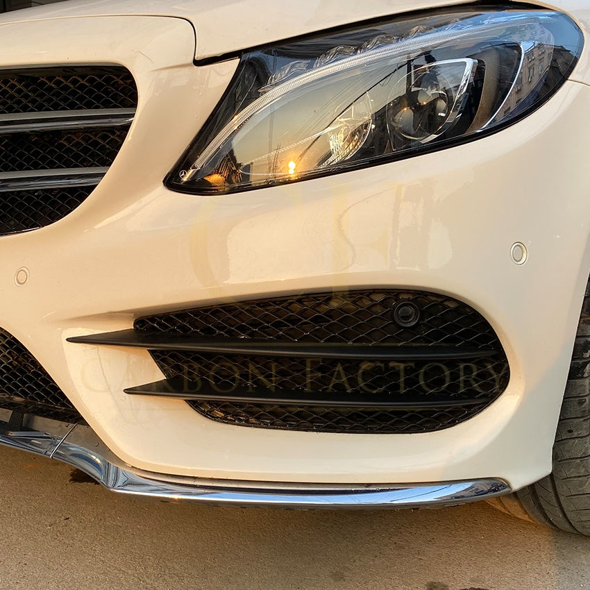 Gloss Black Front Bumper Side Grille for Mercedes Benz W205 C Class 15-18 - Carbon Factory