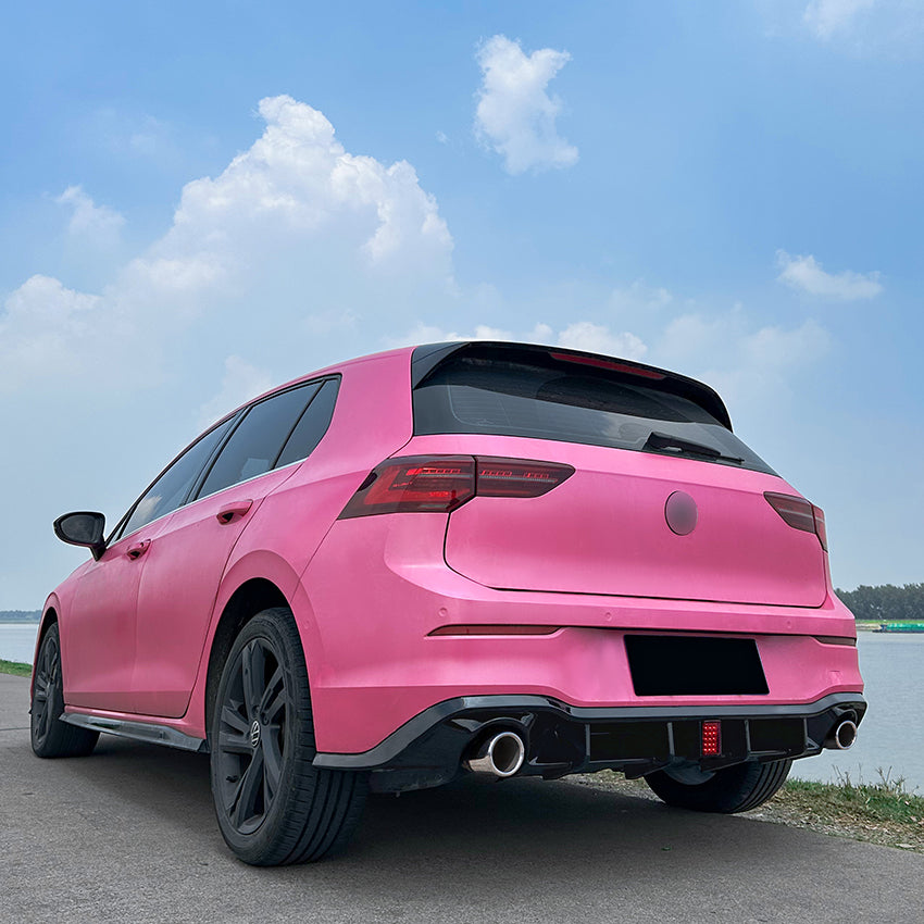 LED Style Gloss Black Rear Diffuser for VW Golf MK8 GTI & R Line 20-23