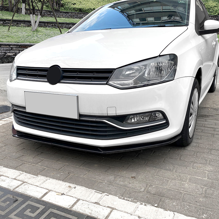 V Style Gloss Black front splitter for VW Polo MK5 Standard model 10-17