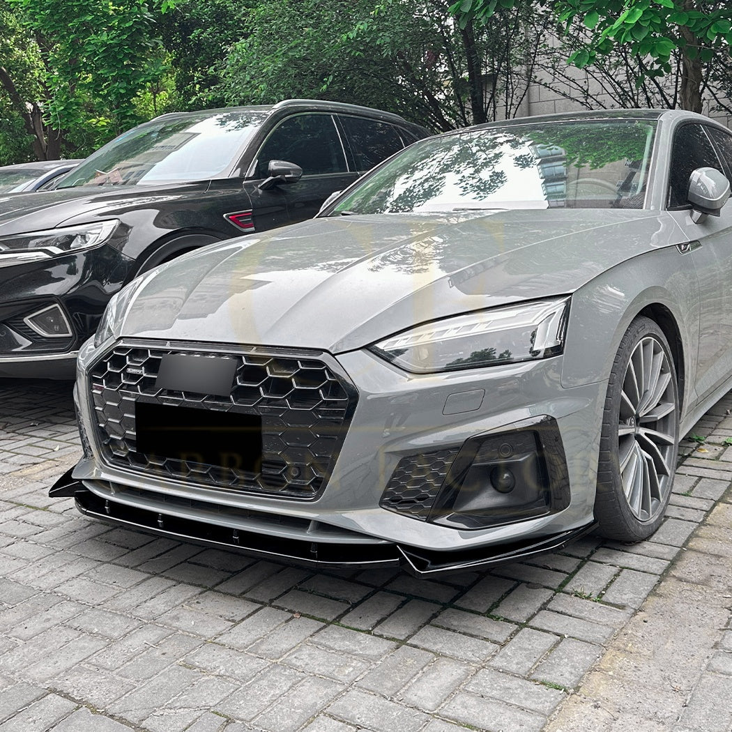V Style Gloss Black Front Splitter for Audi B9 A5 S Line & S5 21-24 - Carbon Factory