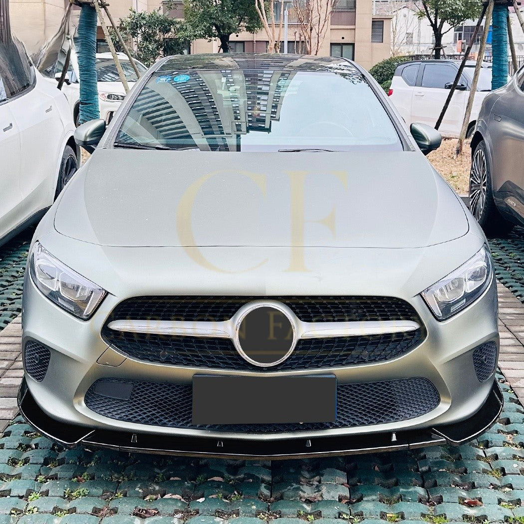V Style Gloss Black Front Splitter for Mercedes Benz W177 A Class 18-25 - Carbon Factory