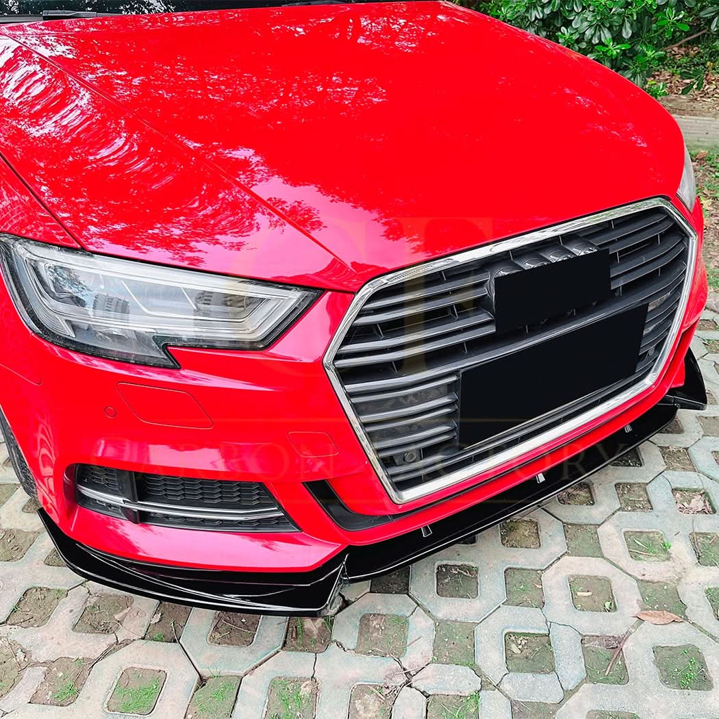 V Style Gloss Black Front Splitter for Audi A3 8V S Line & S3 17-20 - Carbon Factory