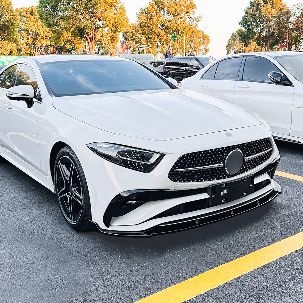 A Style Gloss Black Front Splitter for Mercedes Benz C257 CLS 22-23