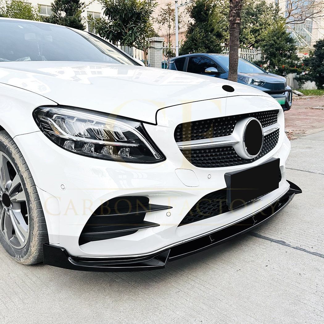 AMG Style Gloss Black Front Splitter for Mercedes Benz W205 C Class AMG 19-21 - Carbon Factory