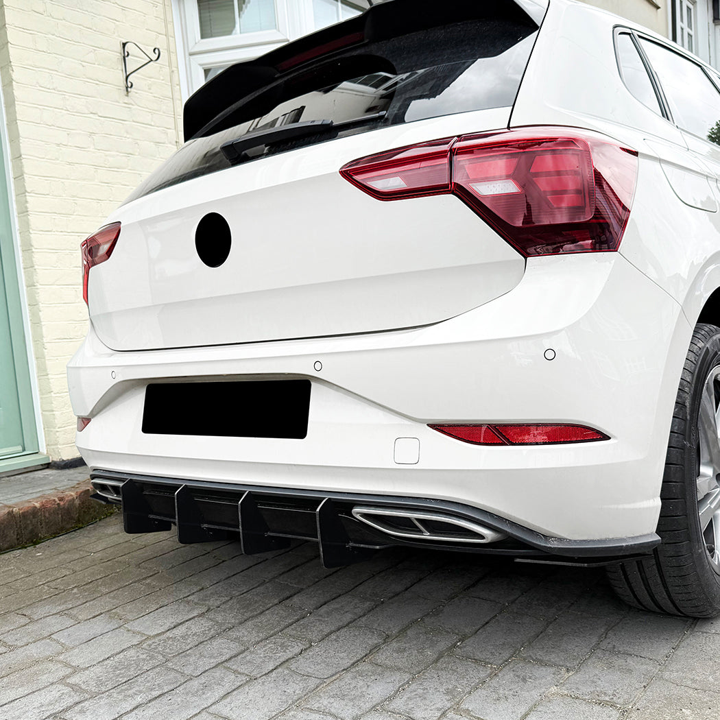 V Style Gloss Black Diffuser for VW Polo MK6.5 R Line 22-26