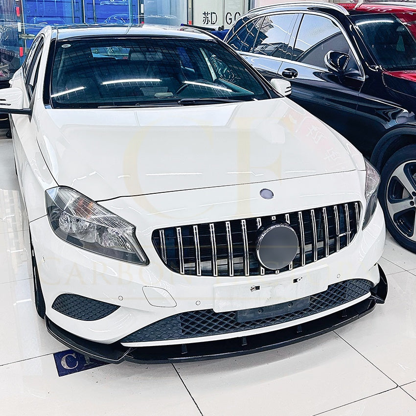 AMG Style Gloss Black Front Splitter for Mercedes Benz W176 A Class 13-15 - Carbon Factory
