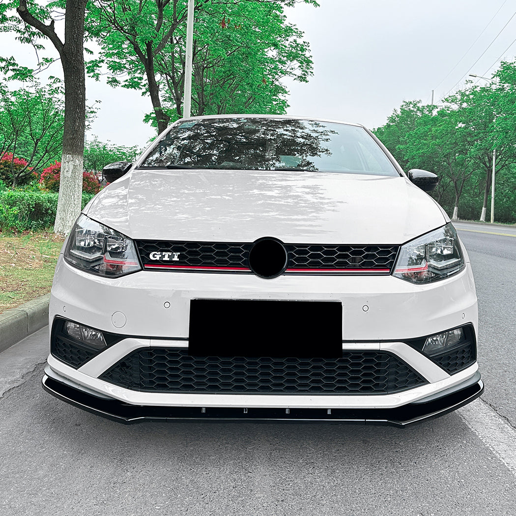 V Style Gloss Black front splitter for VW Polo MK5.5 GTI 15-18
