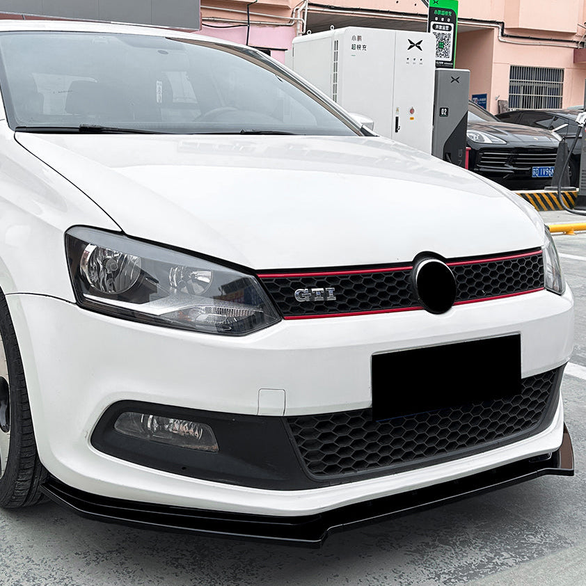 V Style Gloss Black front splitter for VW Polo MK5 GTI 10-14