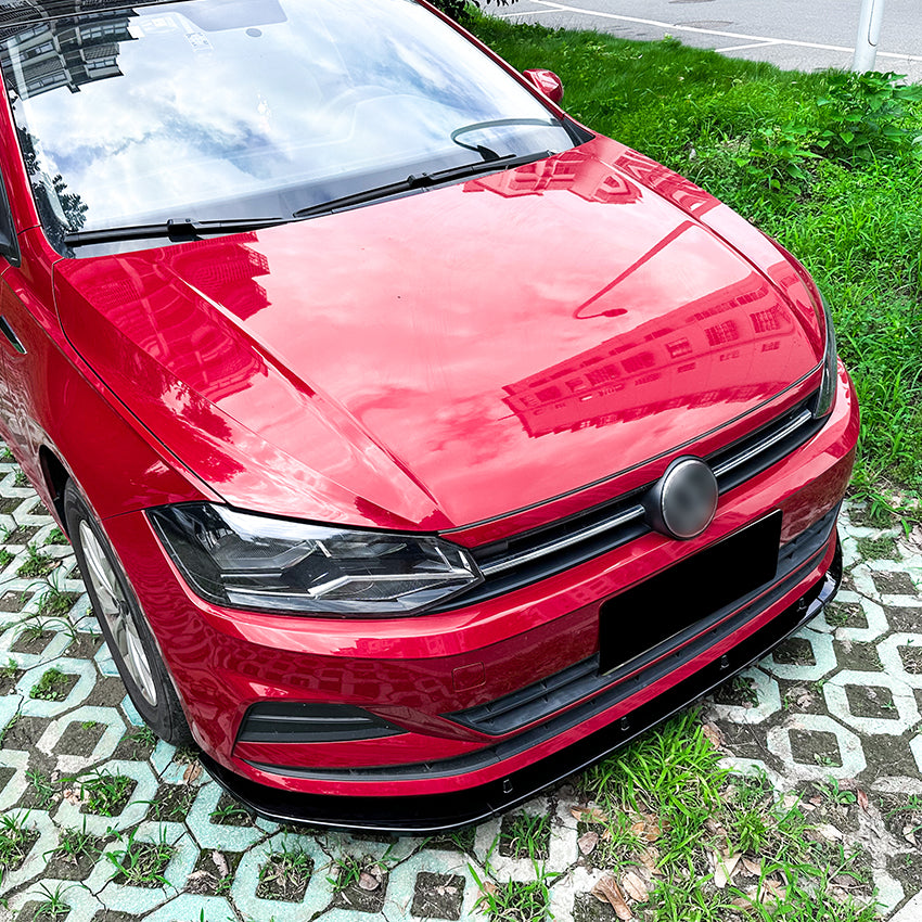 V Style Gloss Black Front Splitter for VW Polo MK6 TSI 18-26