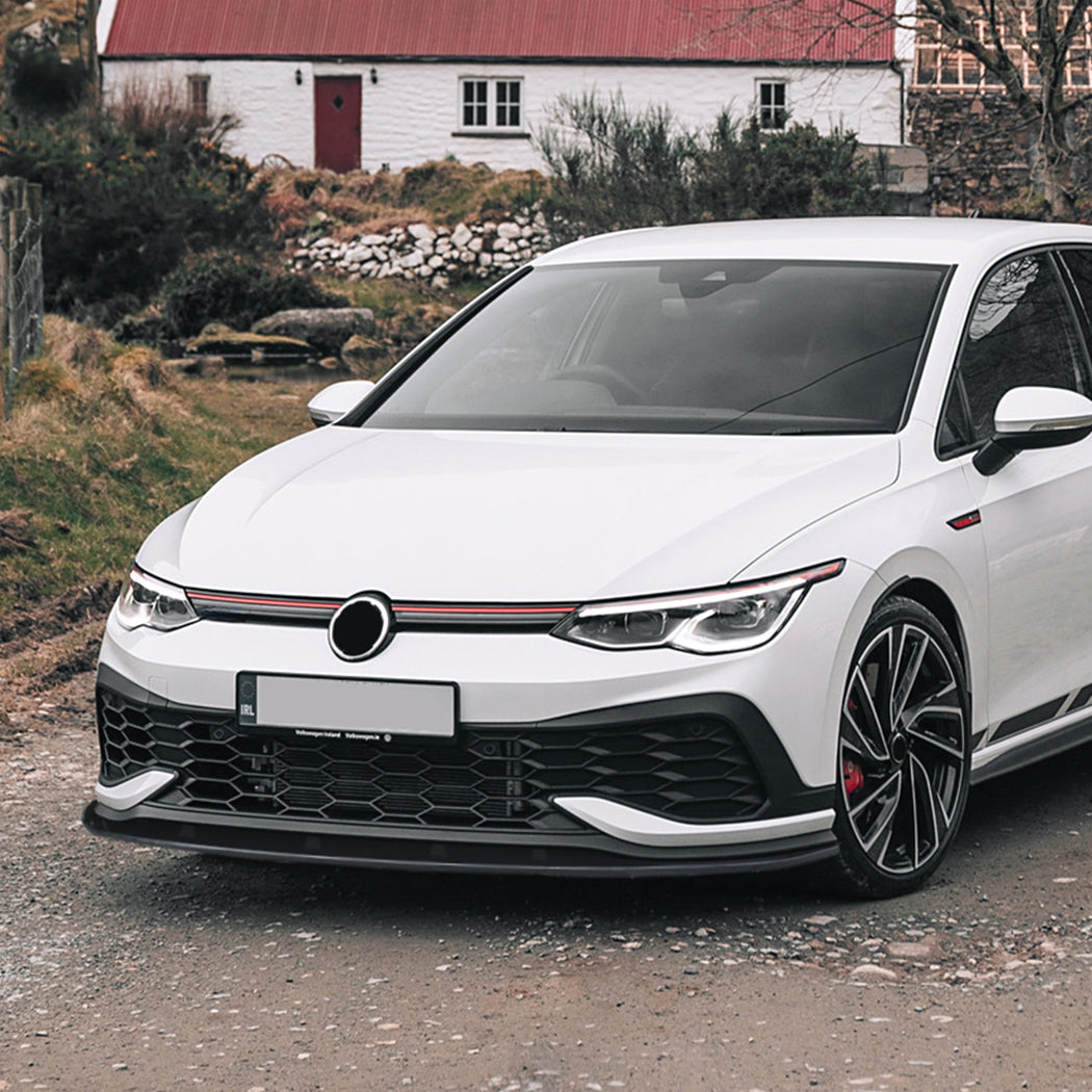 CS Style Gloss Black Front Splitter for VW Golf MK8 GTI & R Line 20-23