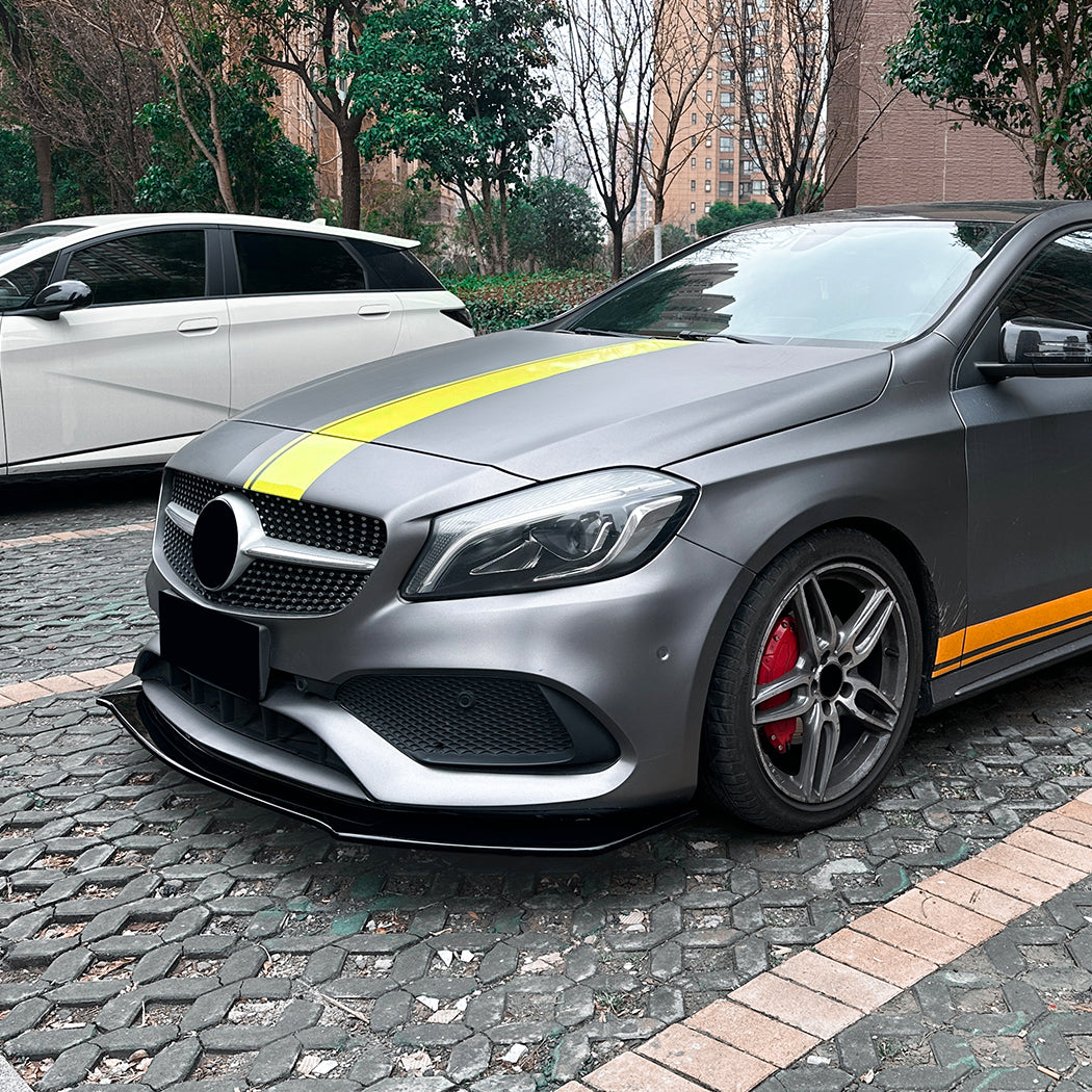 V Style (1 pcs) Gloss Black Front Splitter for Mercedes Benz W176 A Class AMG 13-18 - Carbon Factory