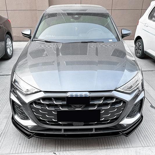 V Style Gloss Black Front Splitter for Audi A3 8Y S Line S3 25-Present - Carbon Factory