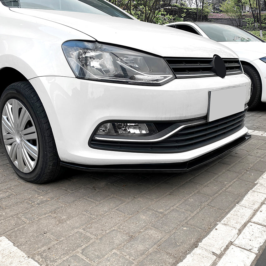 V Style Gloss Black front splitter for VW Polo MK5 Standard model 10-17