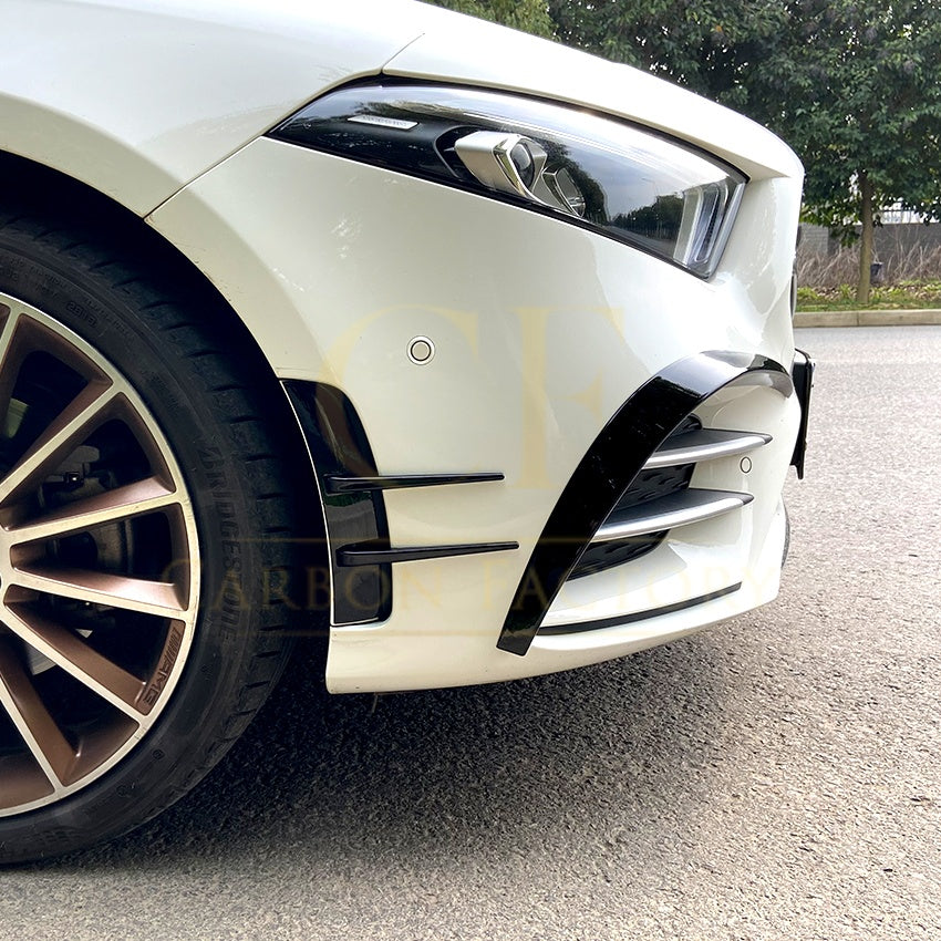 LP Style Gloss Black Front Canards for Mercedes Benz W177 A Class AMG & A35 18-22