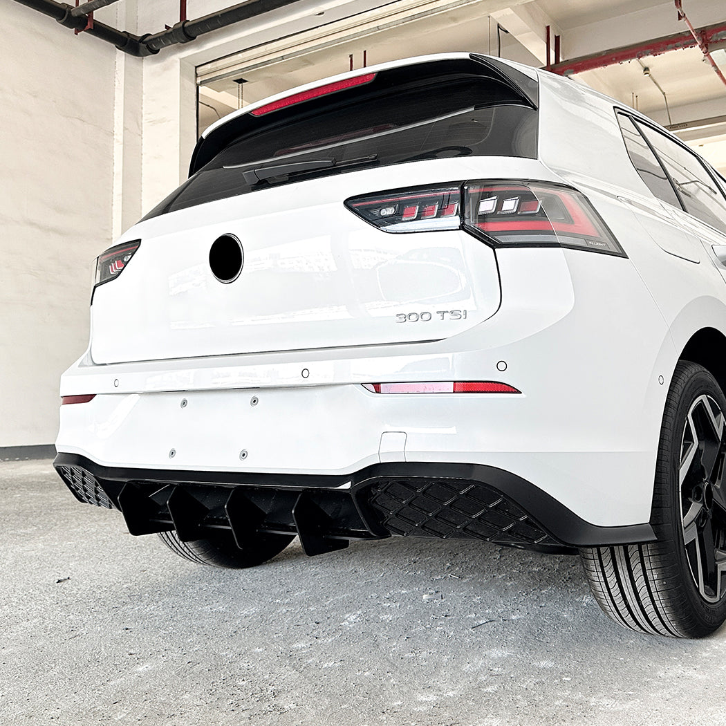 V Style Gloss Black Rear Diffuser for VW Golf MK8.5 GTI & R 24-26