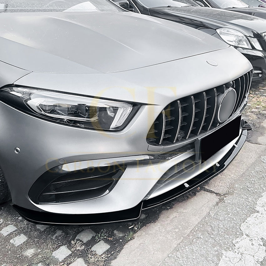 V Style Gloss Black Front Splitter for Mercedes Benz W177 A Class A45 & A45S 18-22