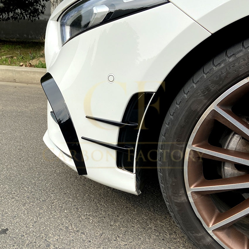 LP Style Gloss Black Front Canards for Mercedes Benz W177 A Class AMG & A35 18-22