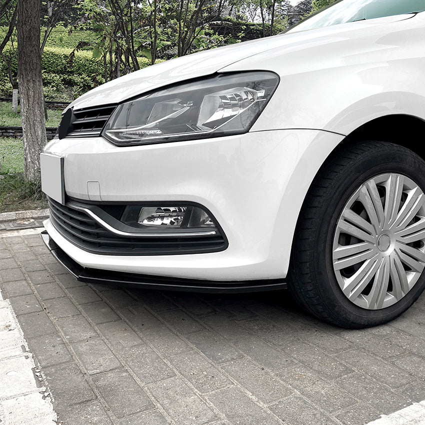 V Style Gloss Black front splitter for VW Polo MK5 Standard model 10-17