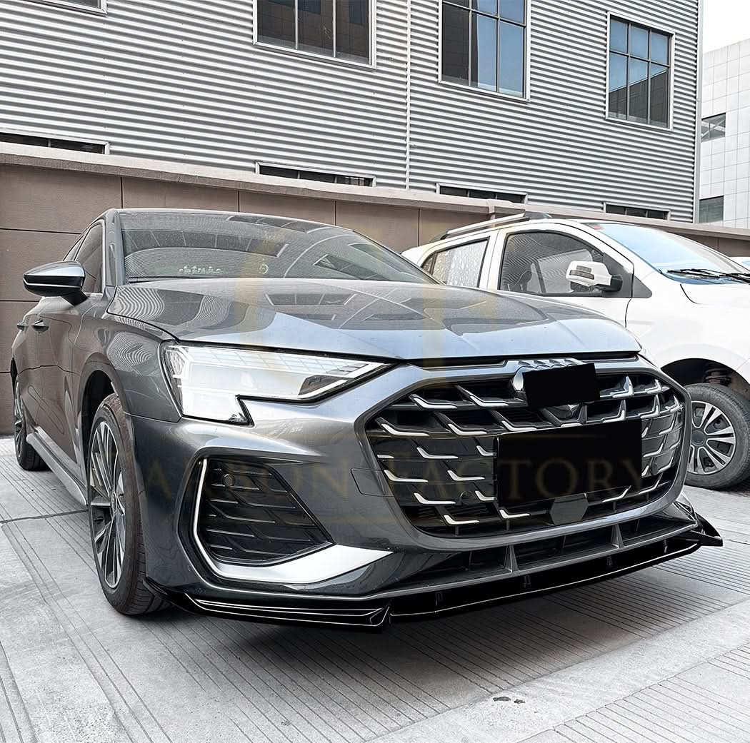 V Style Gloss Black Front Splitter for Audi A3 8Y S Line S3 25-Present - Carbon Factory