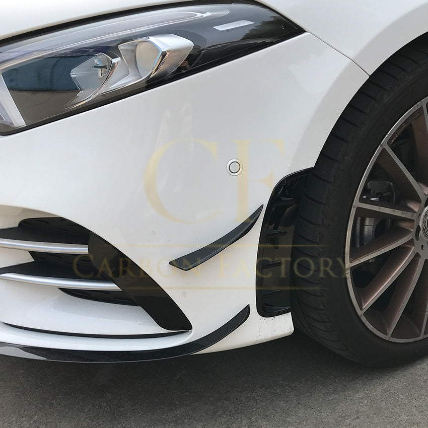 Type 1 Gloss Black Front Canards for Mercedes Benz W177 A Class AMG & A35 18-22 - Carbon Factory