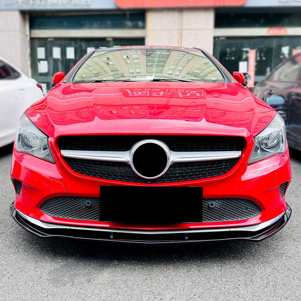 AMG Style Gloss Black Front Splitter for Mercedes Benz W117 CLA Non-AMG 16-19