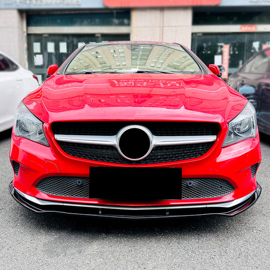 AMG Style Gloss Black Front Splitter for Mercedes Benz W117 CLA Non-AMG 16-19