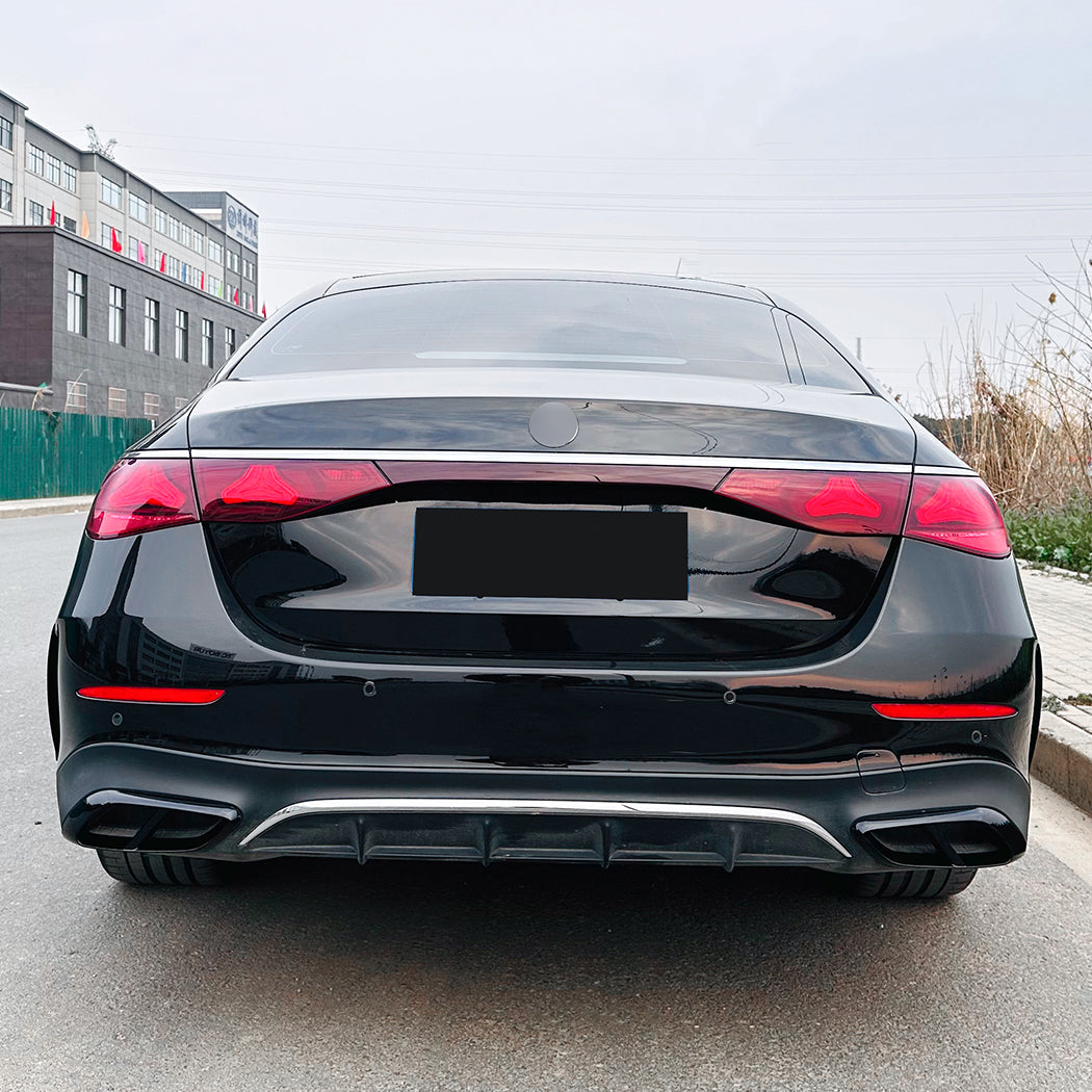 Gloss Black Rear Exhaust Trims for Mercedes Benz W214 E Class AMG 24-Present - Carbon Factory