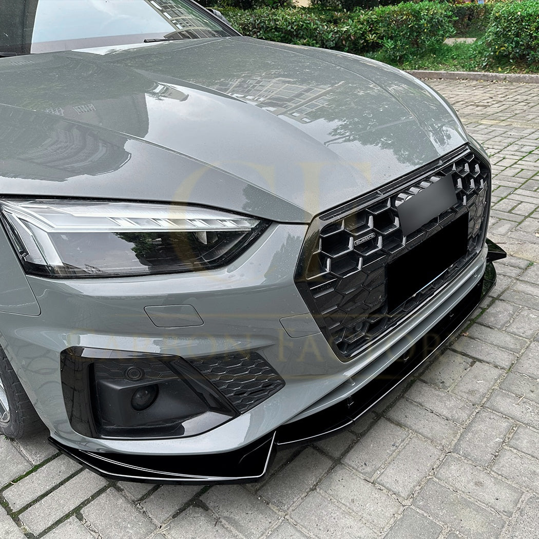 V Style Gloss Black Front Splitter for Audi B9 A5 S Line & S5 21-24 - Carbon Factory