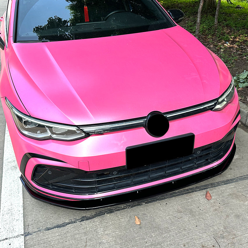 V Style Gloss Black Front Splitter for VW Golf MK8 GTI & R Line 20-23