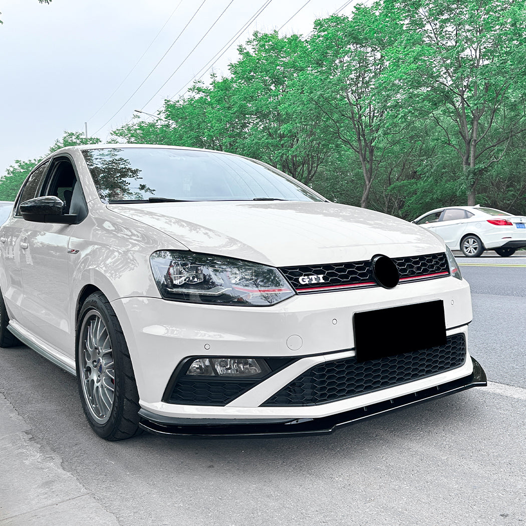 V Style Gloss Black front splitter for VW Polo MK5.5 GTI 15-18