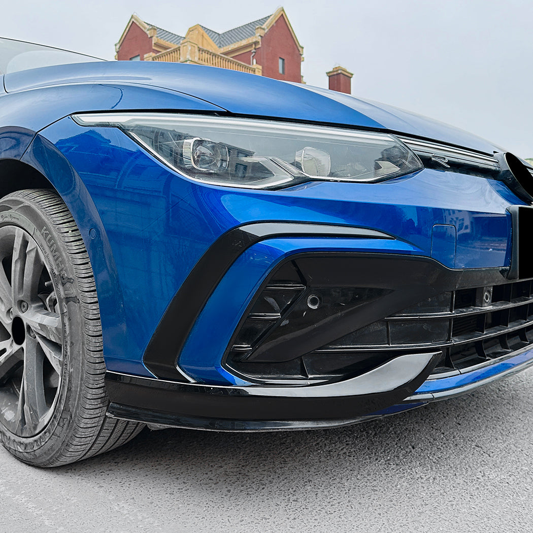 CS Style Gloss Black Front Canards for VW Golf MK8 GTI & R Line 20-23