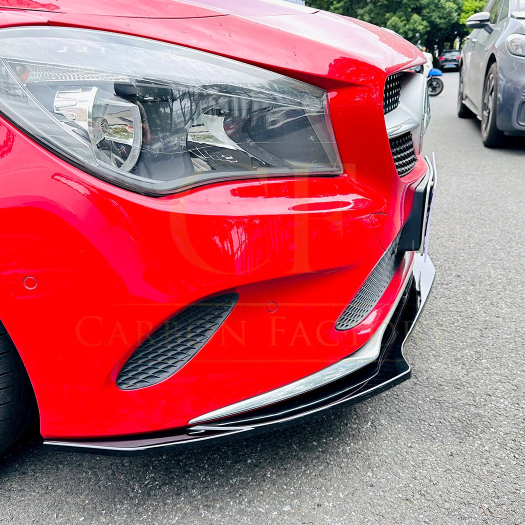 AMG Style Gloss Black Front Splitter for Mercedes Benz W117 CLA Non-AMG 16-19