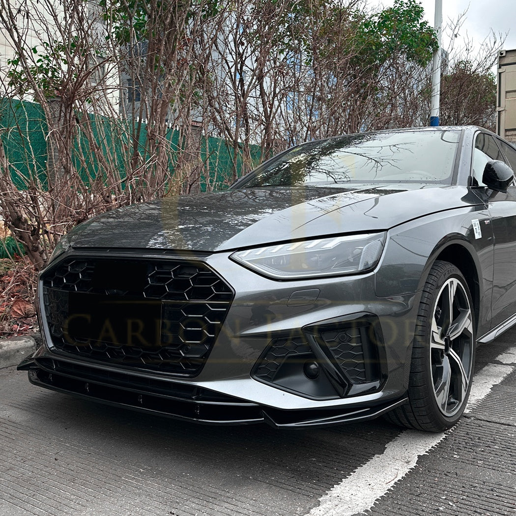V Style Gloss Black Front Splitter for Audi A4 B9.5 S Line & S4 20-25