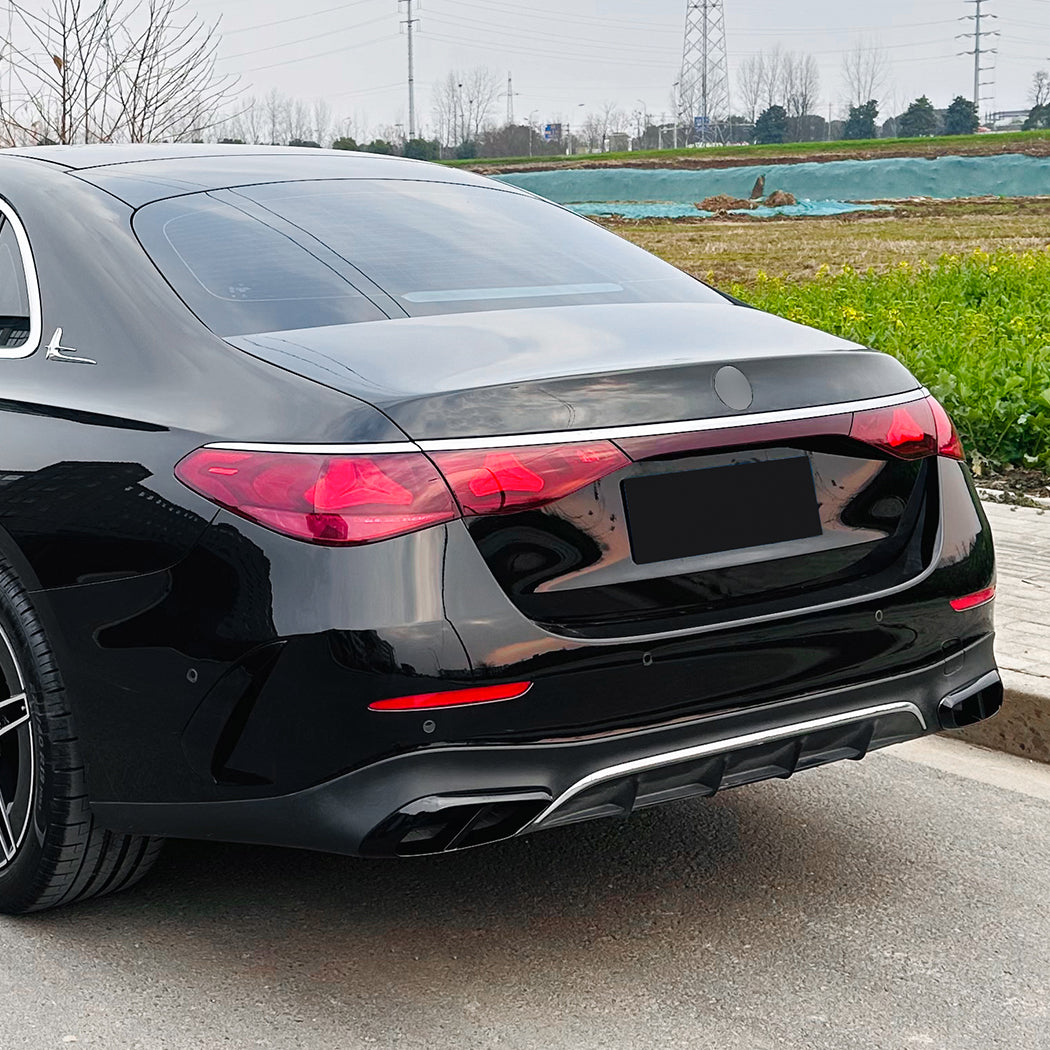 Gloss Black Rear Exhaust Trims for Mercedes Benz W214 E Class AMG 24-Present - Carbon Factory
