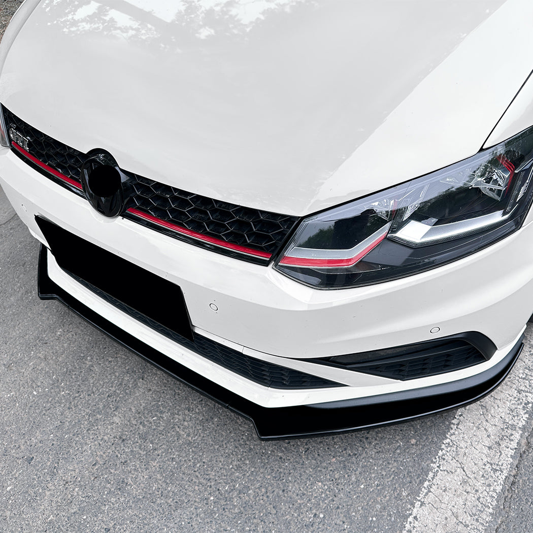 V Style Gloss Black front splitter for VW Polo MK5.5 GTI 15-18