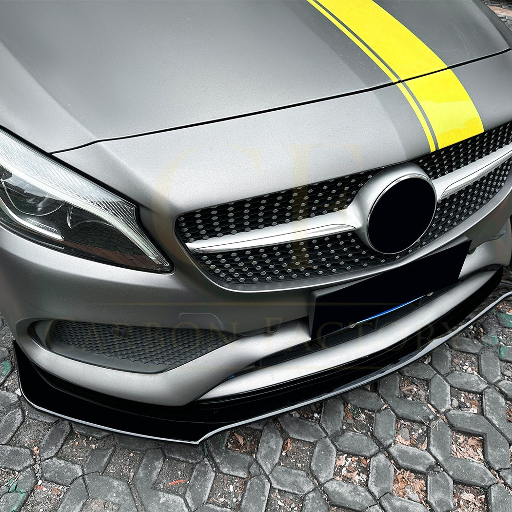 V Style (1 pcs) Gloss Black Front Splitter for Mercedes Benz W176 A Class AMG 13-18